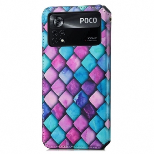 Housse Xiaomi Poco X4 Pro 5G Rabat Flip écaille coloré