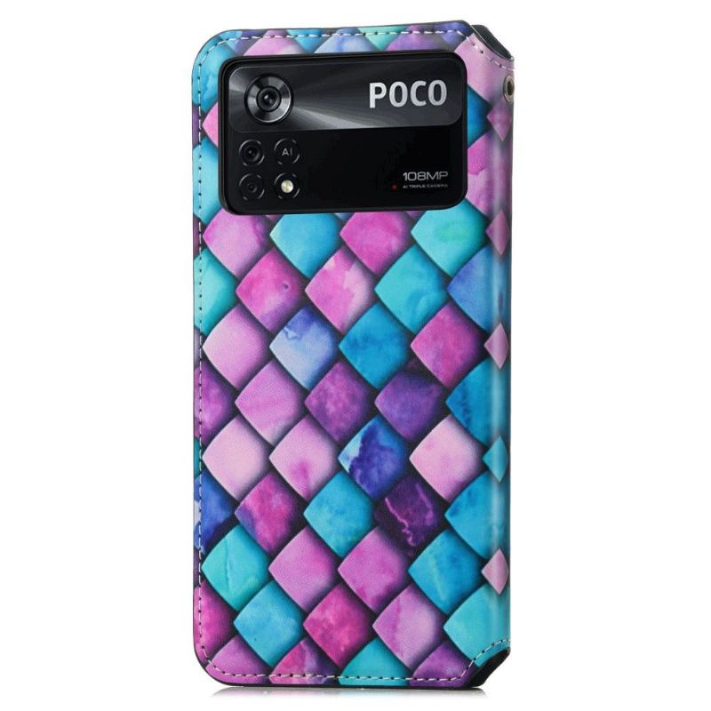 Housse Xiaomi Poco X4 Pro 5G Rabat Flip écaille coloré