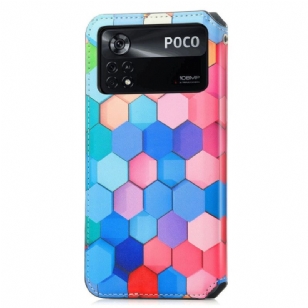 Housse Xiaomi Poco X4 Pro 5G Rabat Flip Nid d'Abeille Coloré