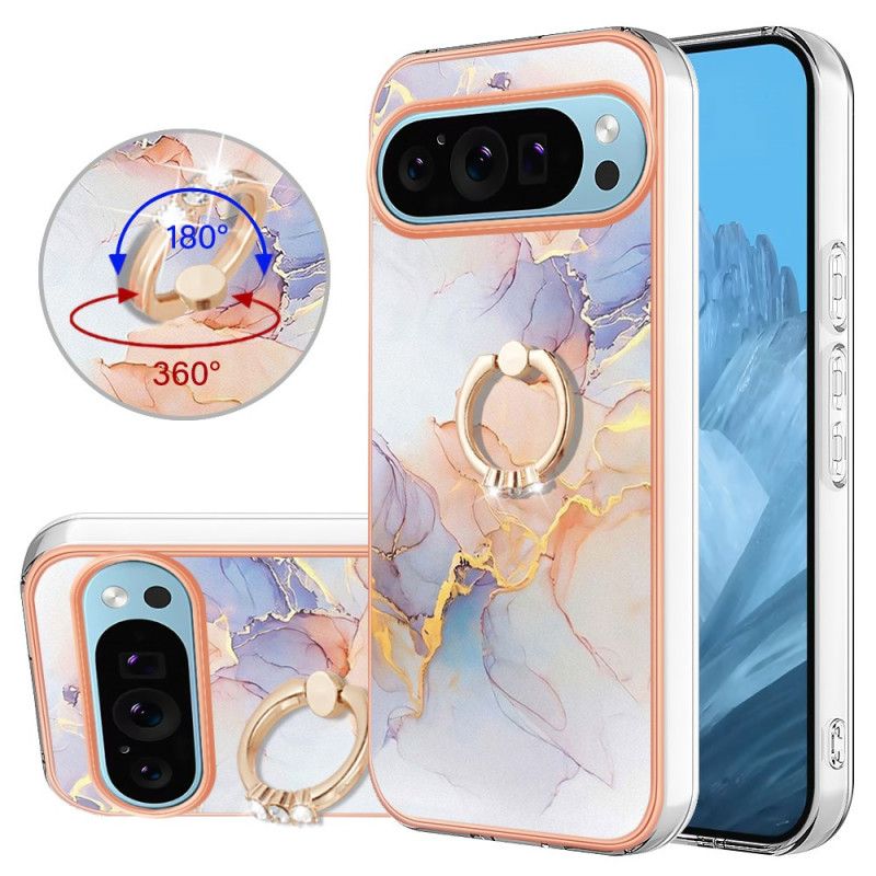 Coque Google Pixel 9 / Pixel 9 Pro Anneau-Support Voie Lactée Marbre Blanc