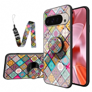 Coque Google Pixel 9 / Pixel 9 Pro Support et Lanière Patchwork