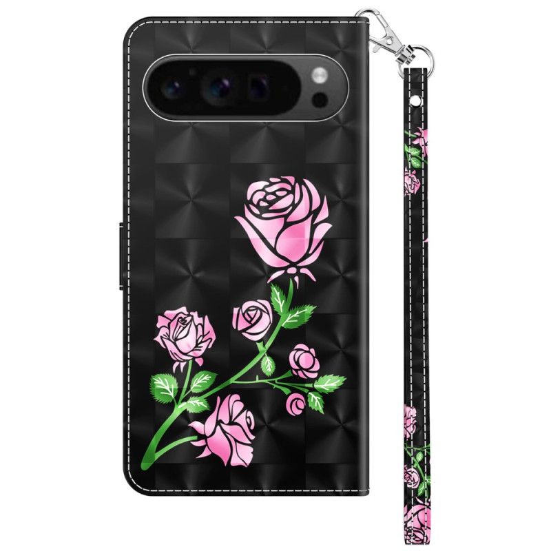 Housse Google Pixel 9 / Pixel 9 Pro Imprimé Floral à Lanière