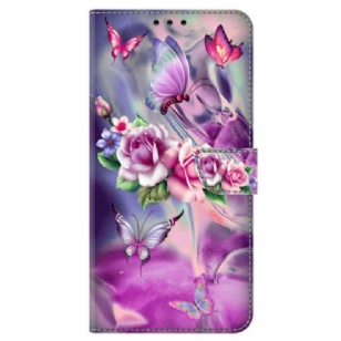 Housse Google Pixel 9 / Pixel 9 Pro Papillons et Fleurs Violet