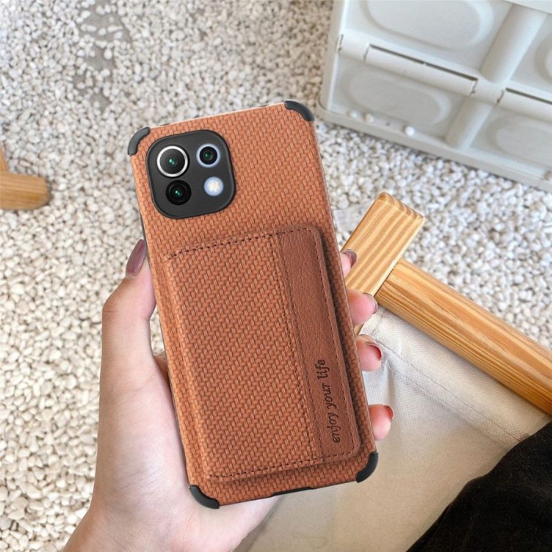 Coque Xiaomi Mi 11 Fibre Carbone Porte Cartes