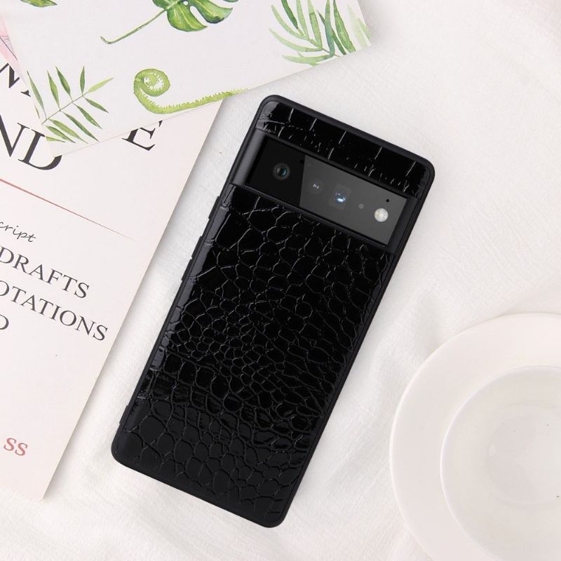 Coque Google Pixel 6 Noir effet crocodile