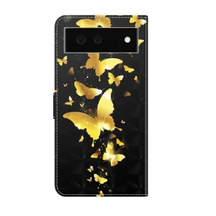 Housse Google Pixel 6 illustration papillons dorés