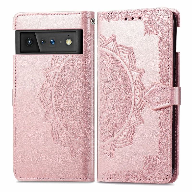 Housse Google Pixel 6 Mandala relief en simili cuir