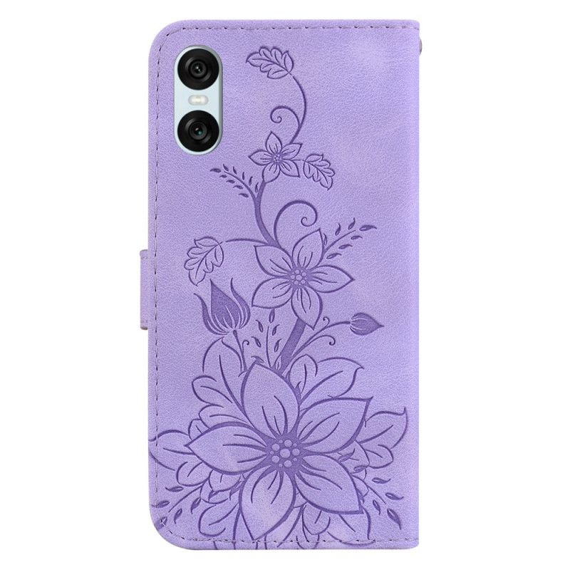 Housse Sony Xperia 10 VI Motif Floral à Lanière