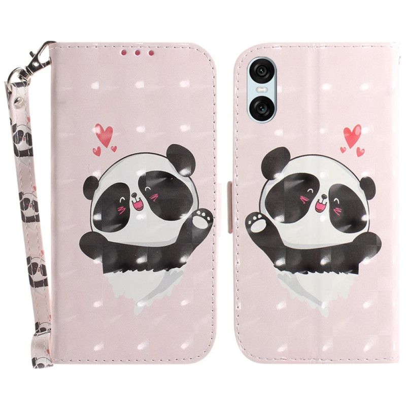 Housse Sony Xperia 10 VI Panda Love à Lanière