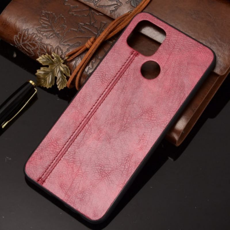 Coque Oppo A15 Effet Cuir Couture