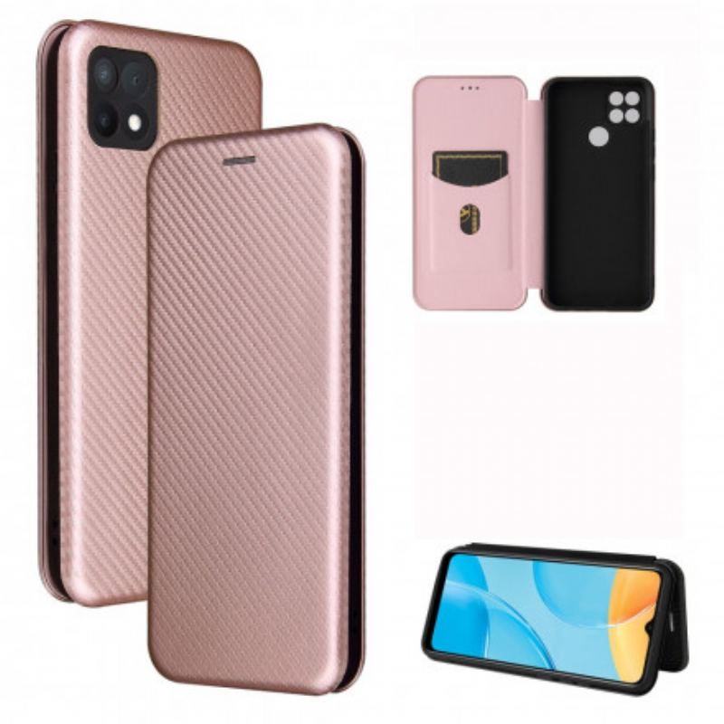 Flip Cover Oppo A15 Silicone Carbone Coloré