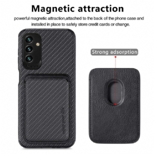 Coque Samsung Galaxy M23 5G Fibre de Carbone Porte-cartes magnétique