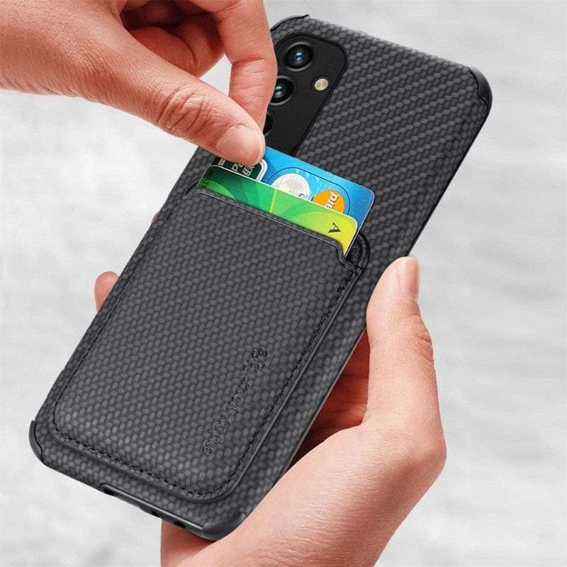 Coque Samsung Galaxy M23 5G Fibre de Carbone Porte-cartes magnétique