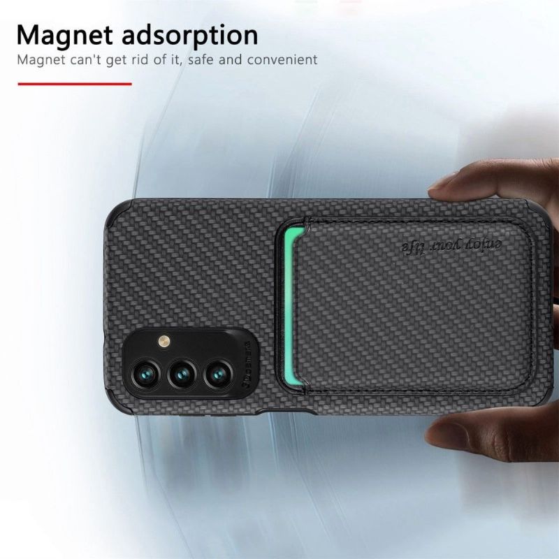 Coque Samsung Galaxy M23 5G Fibre de Carbone Porte-cartes magnétique