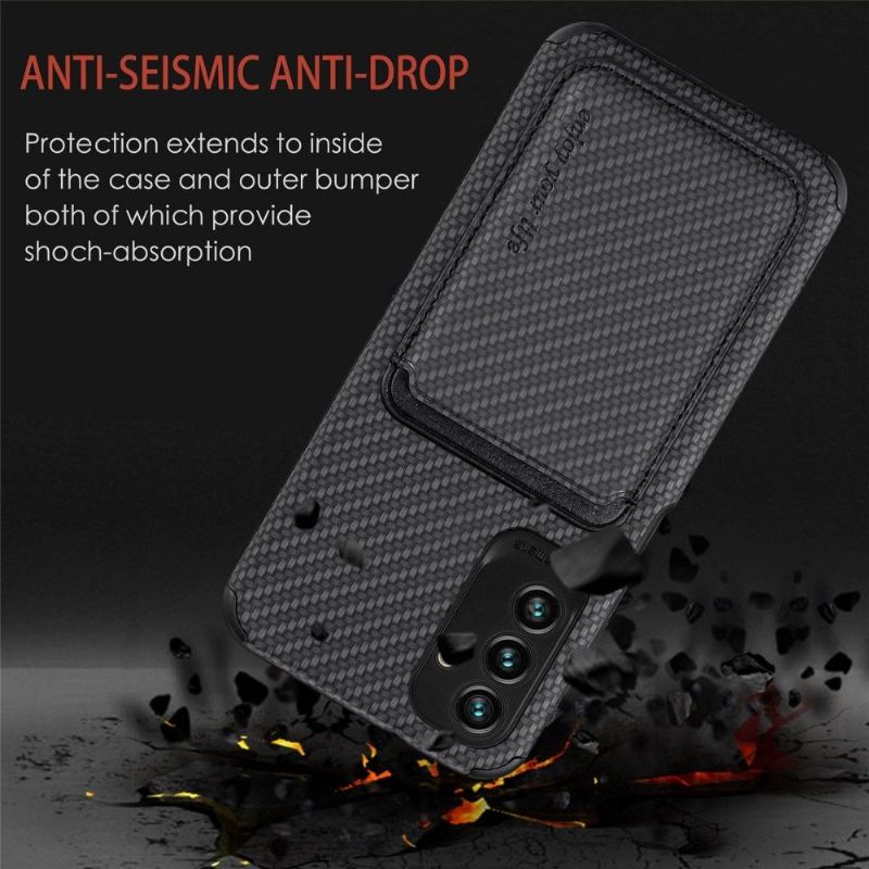 Coque Samsung Galaxy M23 5G Fibre de Carbone Porte-cartes magnétique