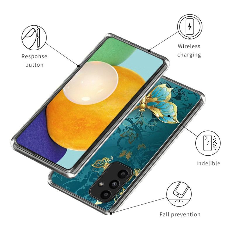 Coque Samsung Galaxy A15 5G / A15 Papillon Vert et Doré