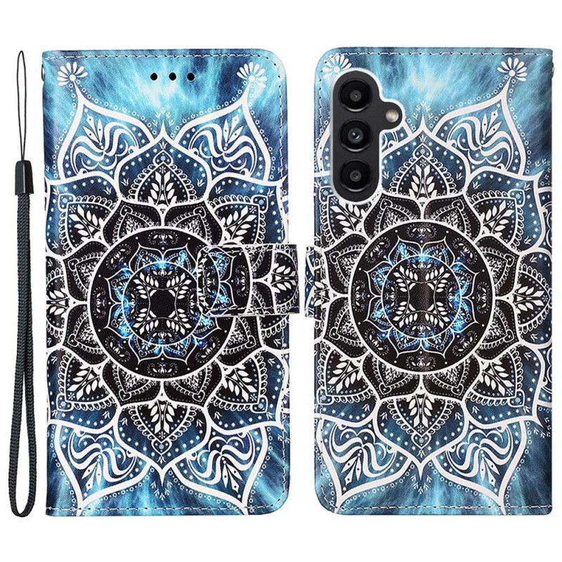 Housse Samsung Galaxy A15 Fleur Mandala à Lanière