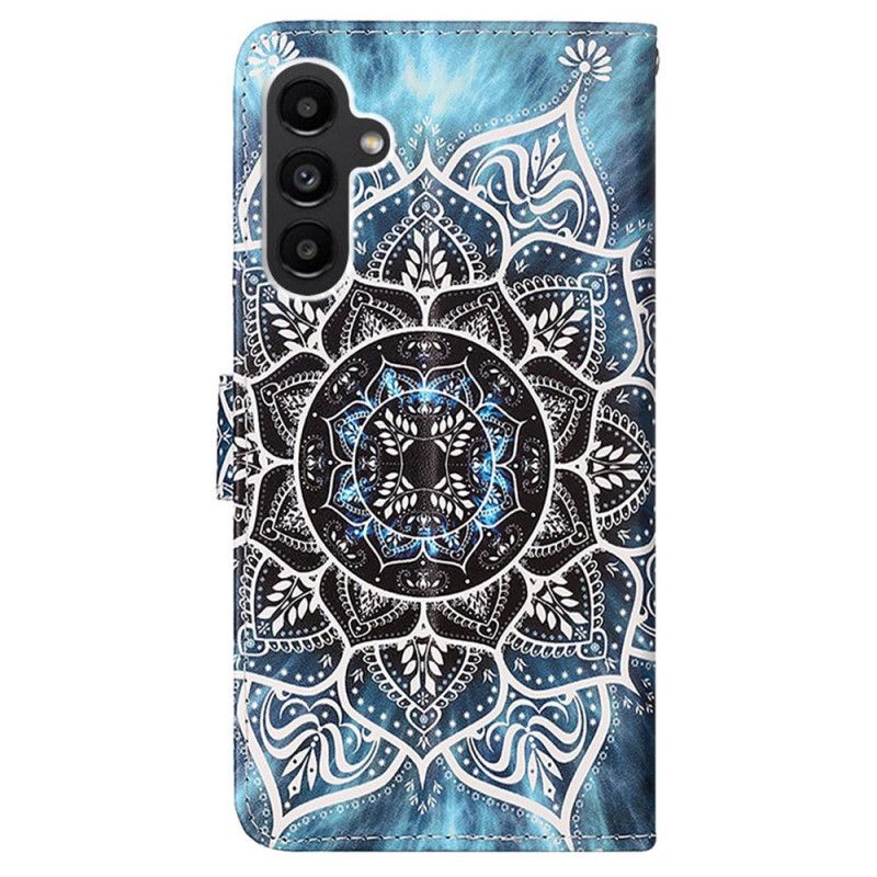 Housse Samsung Galaxy A15 Fleur Mandala à Lanière