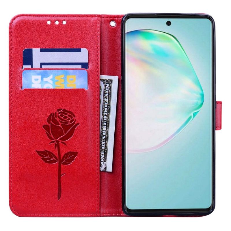 Housse Samsung Galaxy S10 Lite imitation cuir motif rose