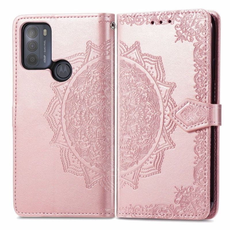 Housse Motorola Moto G50 Mandala relief simili cuir rétro