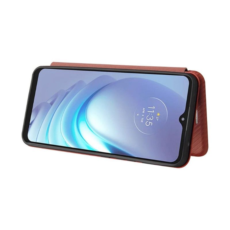 Housse Motorola Moto G50 simili cuir style fibre de carbone