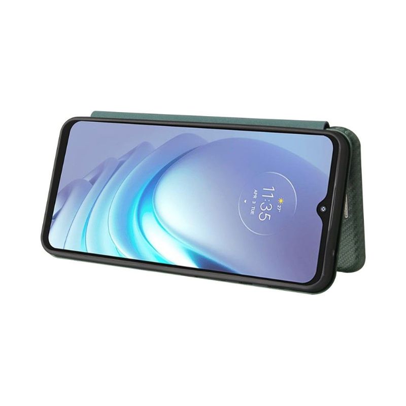 Housse Motorola Moto G50 simili cuir style fibre de carbone