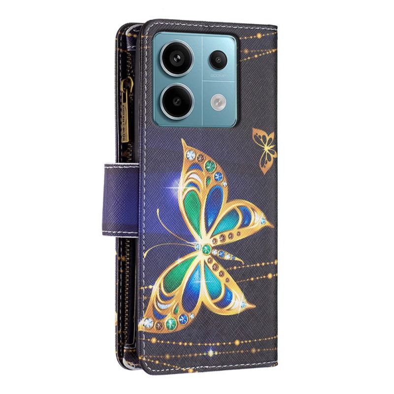 Housse Xiaomi Redmi Note 13 Pro 5G / Poco X6 5G Portefeuille Papillon Strass