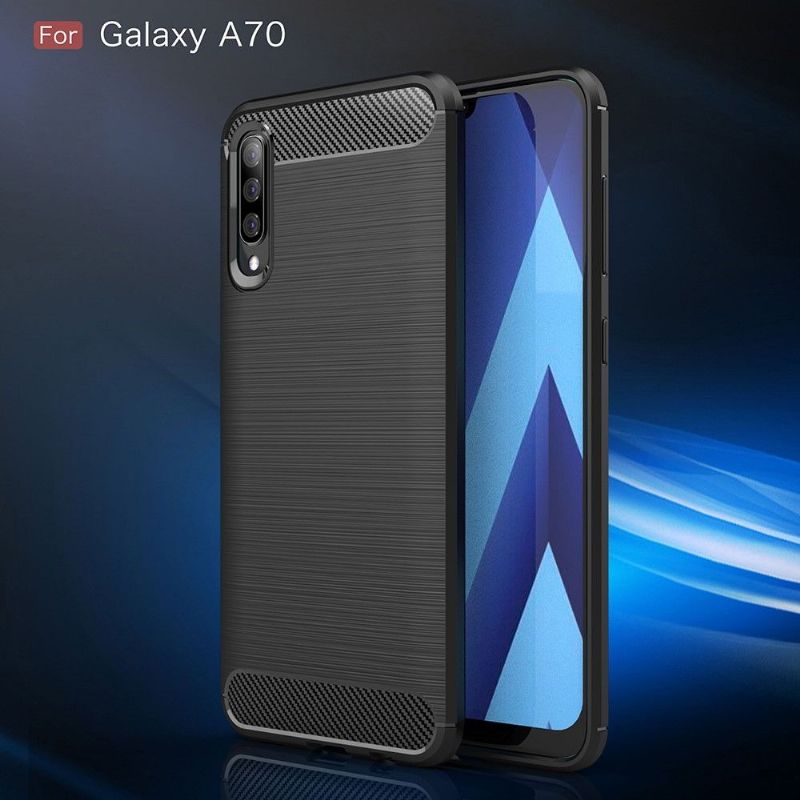 Samsung Galaxy A70 - Coque gel brossé carbone