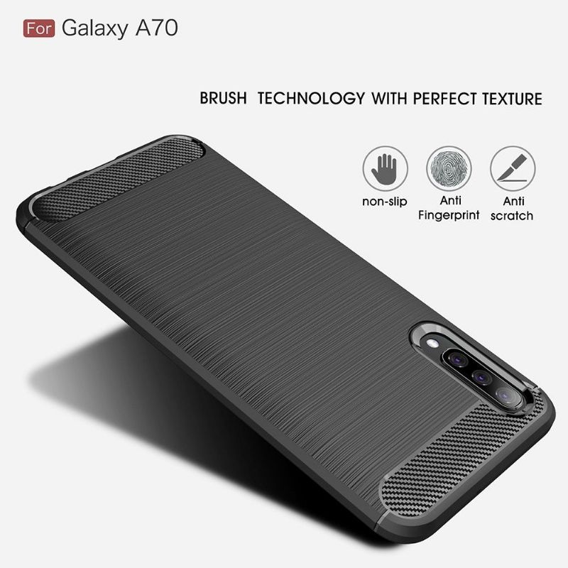 Samsung Galaxy A70 - Coque gel brossé carbone