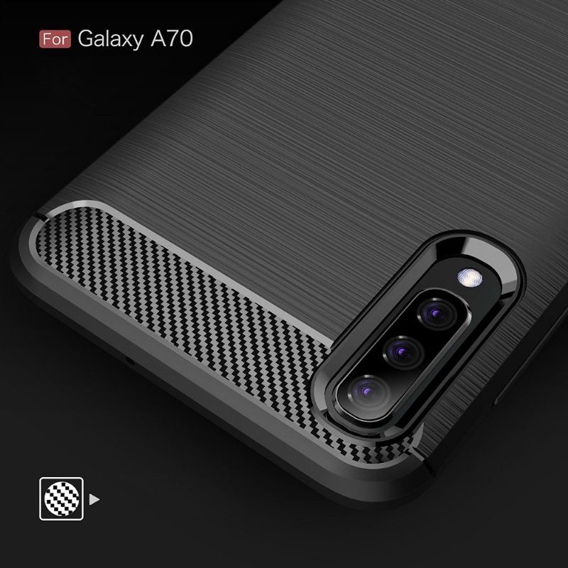 Samsung Galaxy A70 - Coque gel brossé carbone