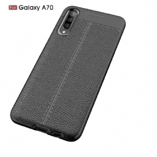 Samsung Galaxy A70 - Coque gel finition simili cuir