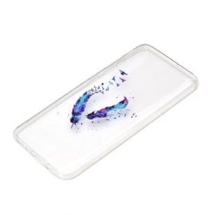 Samsung Galaxy A70 - Coque transparente plumes et oiseaux