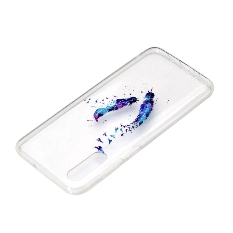 Samsung Galaxy A70 - Coque transparente plumes et oiseaux