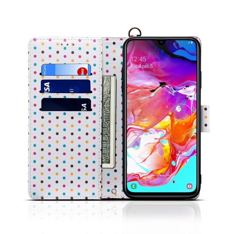 Samsung Galaxy A70 - Étui vintage motifs pois