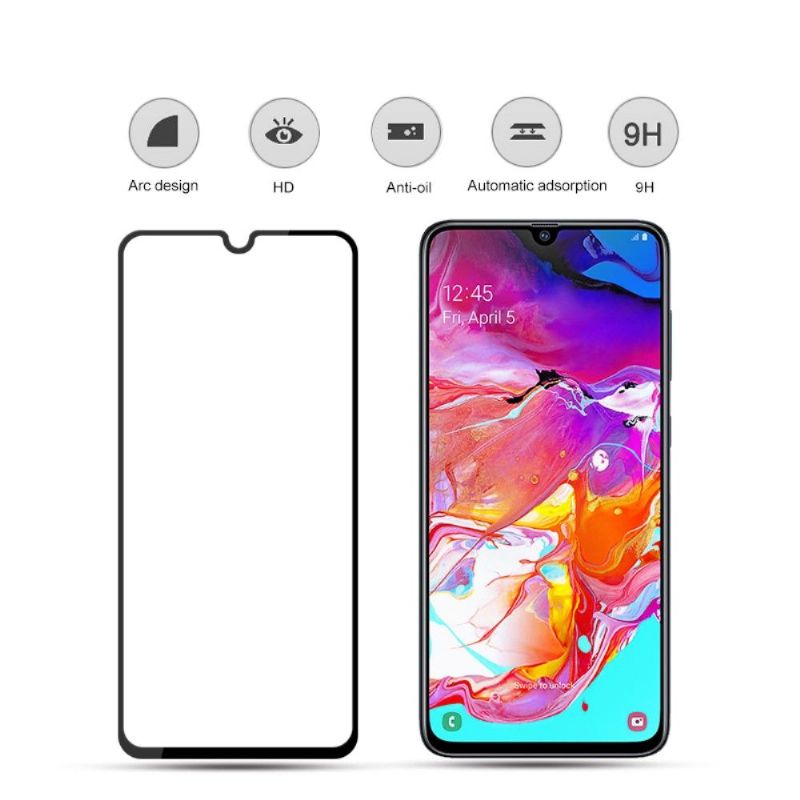 Samsung Galaxy A70 - Protection d’écran en verre trempé full size - Noir