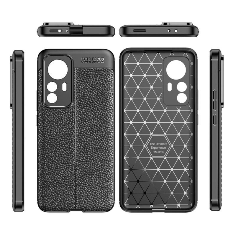 Coque Poco F4 Effet Cuir Litchi Double Line