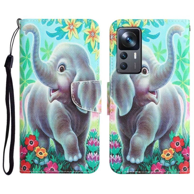 Housse Xiaomi 12T / 12T Pro Éléphant Don't Touch Me à Lanière