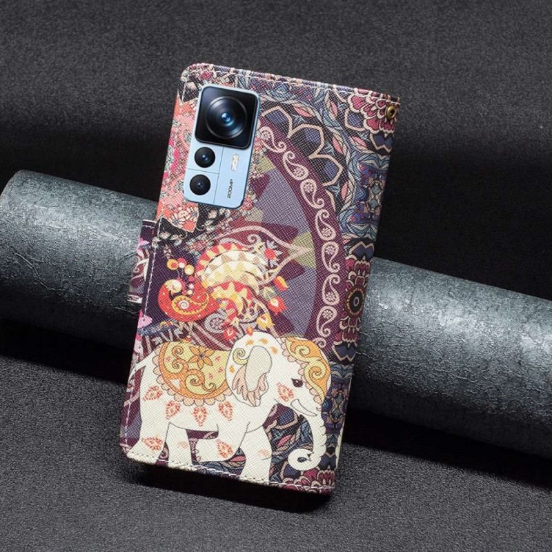 Housse Xiaomi 12T / 12T Pro Poche Zippée Éléphant