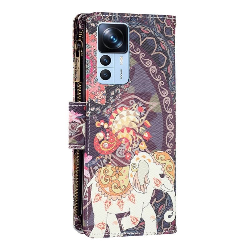 Housse Xiaomi 12T / 12T Pro Poche Zippée Éléphant