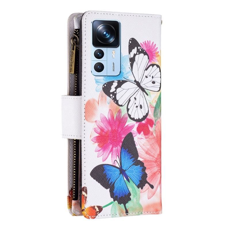 Housse Xiaomi 12T / 12T Pro Poche Zippée Papillons