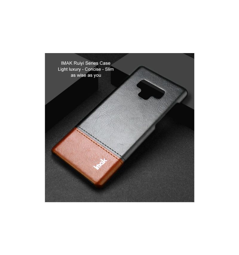 Samsung Galaxy Note 9 - Coque imak imitation cuir - Noir / Marron