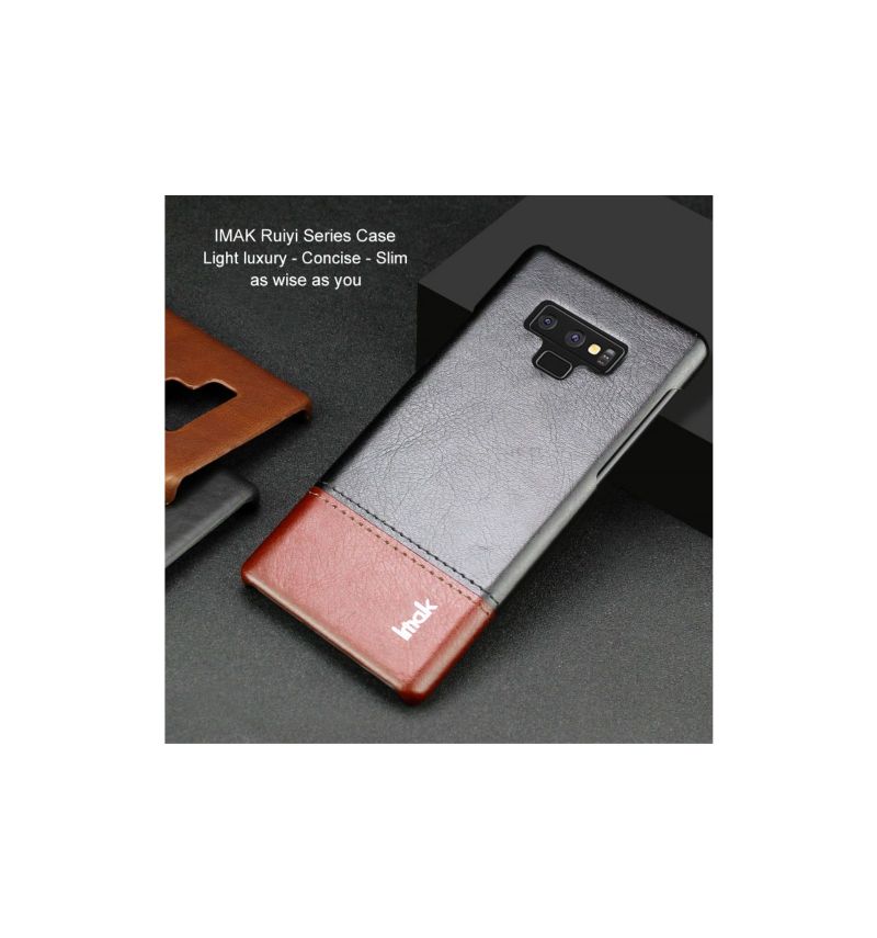 Samsung Galaxy Note 9 - Coque imak imitation cuir - Noir / Marron