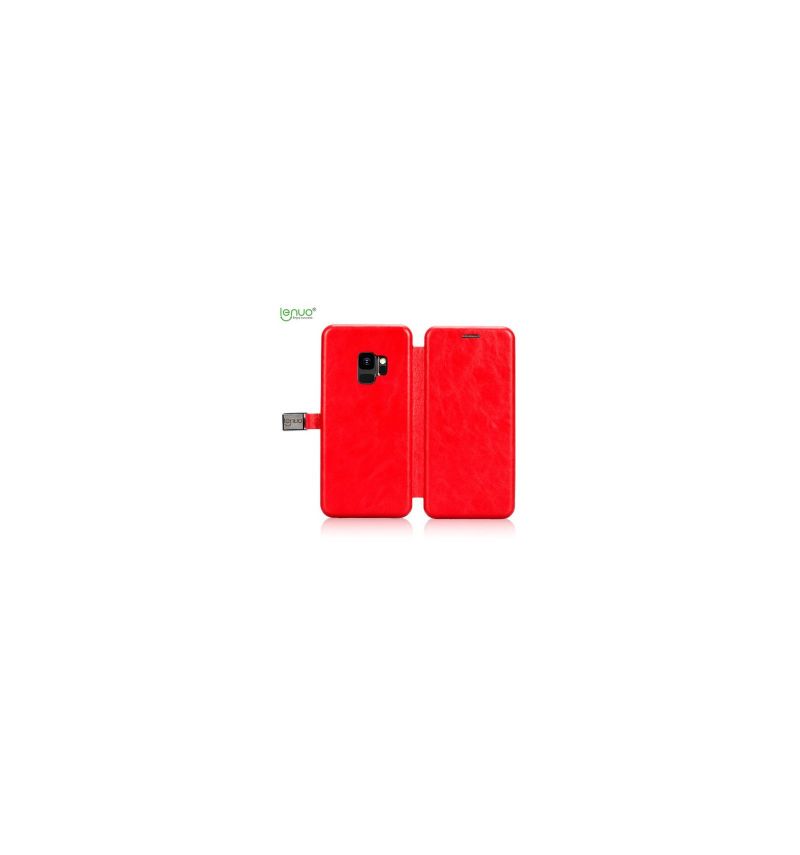 Housse Samsung Galaxy S9 LENUO Simili Cuir Premium - Rouge