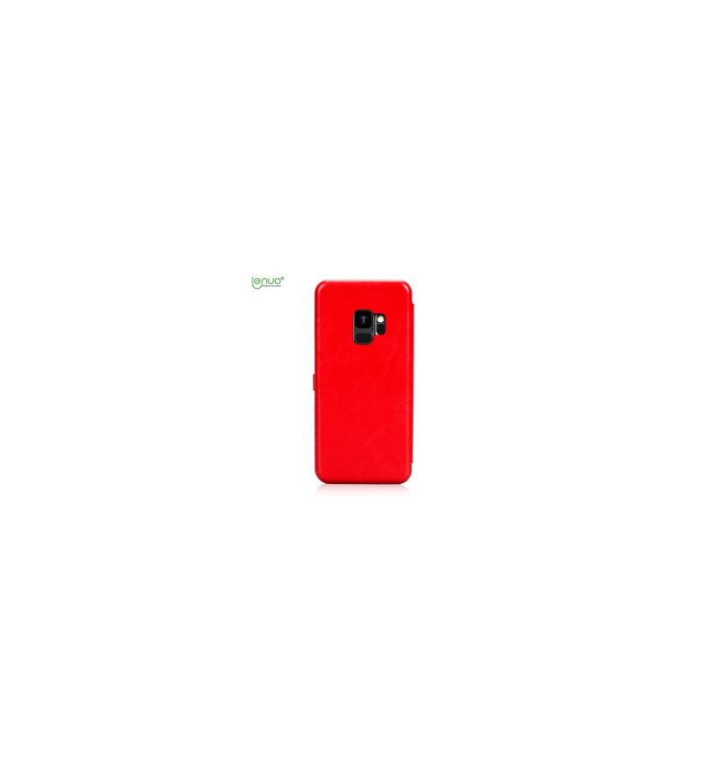 Housse Samsung Galaxy S9 LENUO Simili Cuir Premium - Rouge