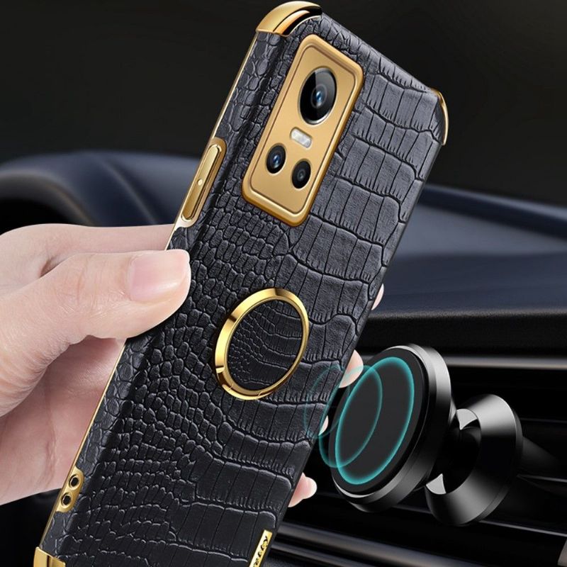 Coque Realme GT Neo 3 Effet Croco avec Anneau