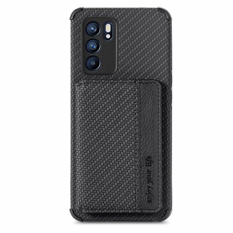 Coque Oppo Reno 6 5G Fibre Carbone Porte Cartes