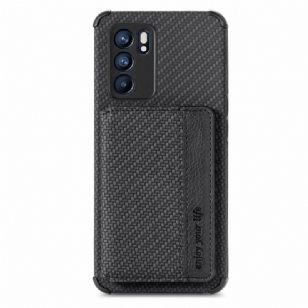 Coque Oppo Reno 6 5G Fibre Carbone Porte Cartes