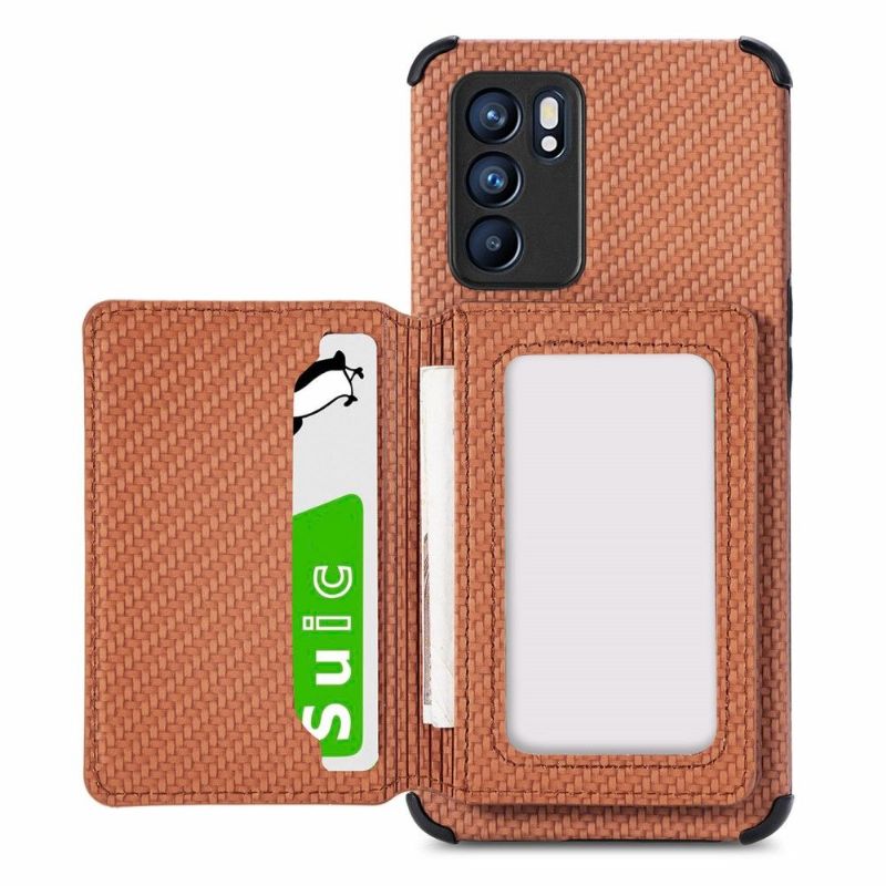 Coque Oppo Reno 6 5G Fibre Carbone Porte Cartes