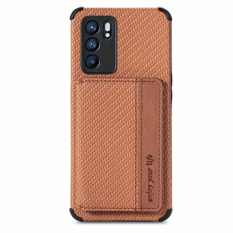 Coque Oppo Reno 6 5G Fibre Carbone Porte Cartes