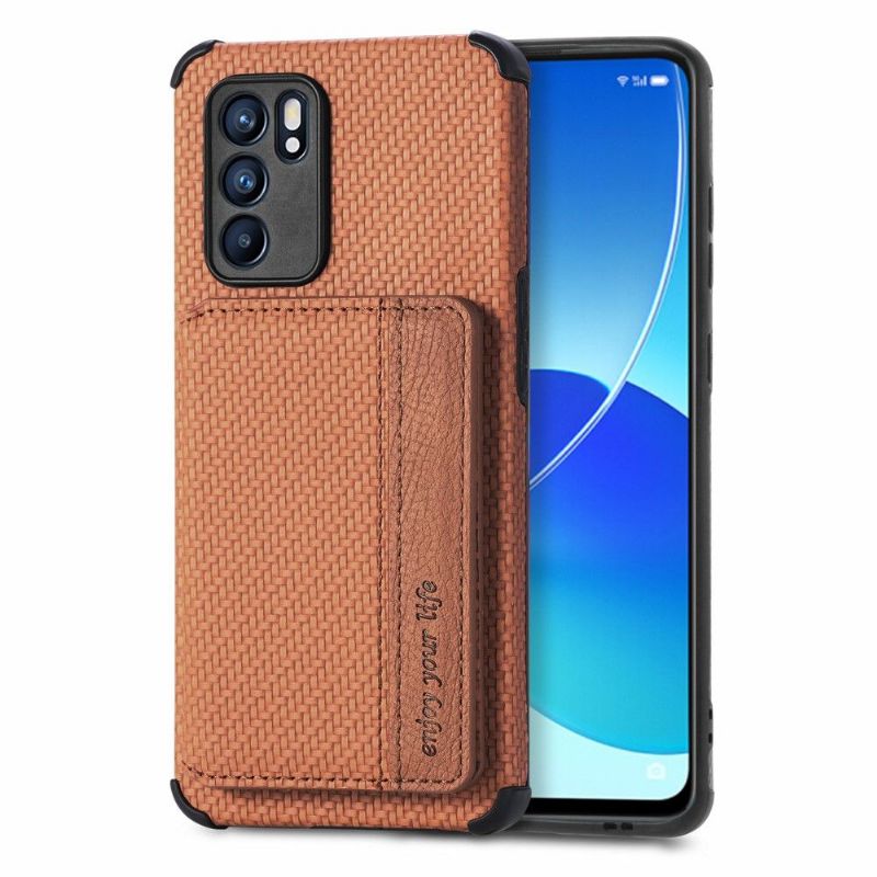 Coque Oppo Reno 6 5G Fibre Carbone Porte Cartes